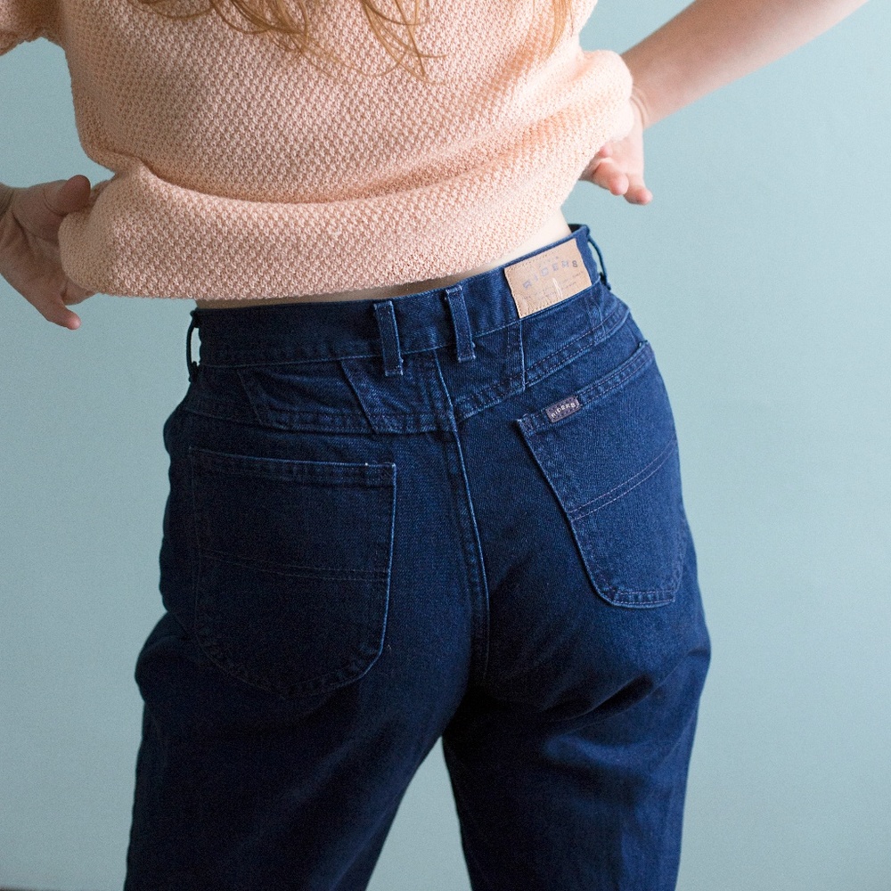 Dark Blue Vintage Riders Mom Jeans